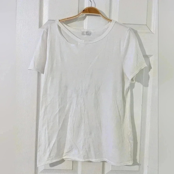 Anthropologie T.LA Sz S Classic‎ White Asymmetrical Neck TShirt - Picture 1 of 5